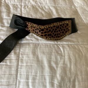 Leopard Print Black and Brown Belt